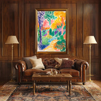 Vibrant Impressionistic Garden Scene Art Print - Abstract Poster