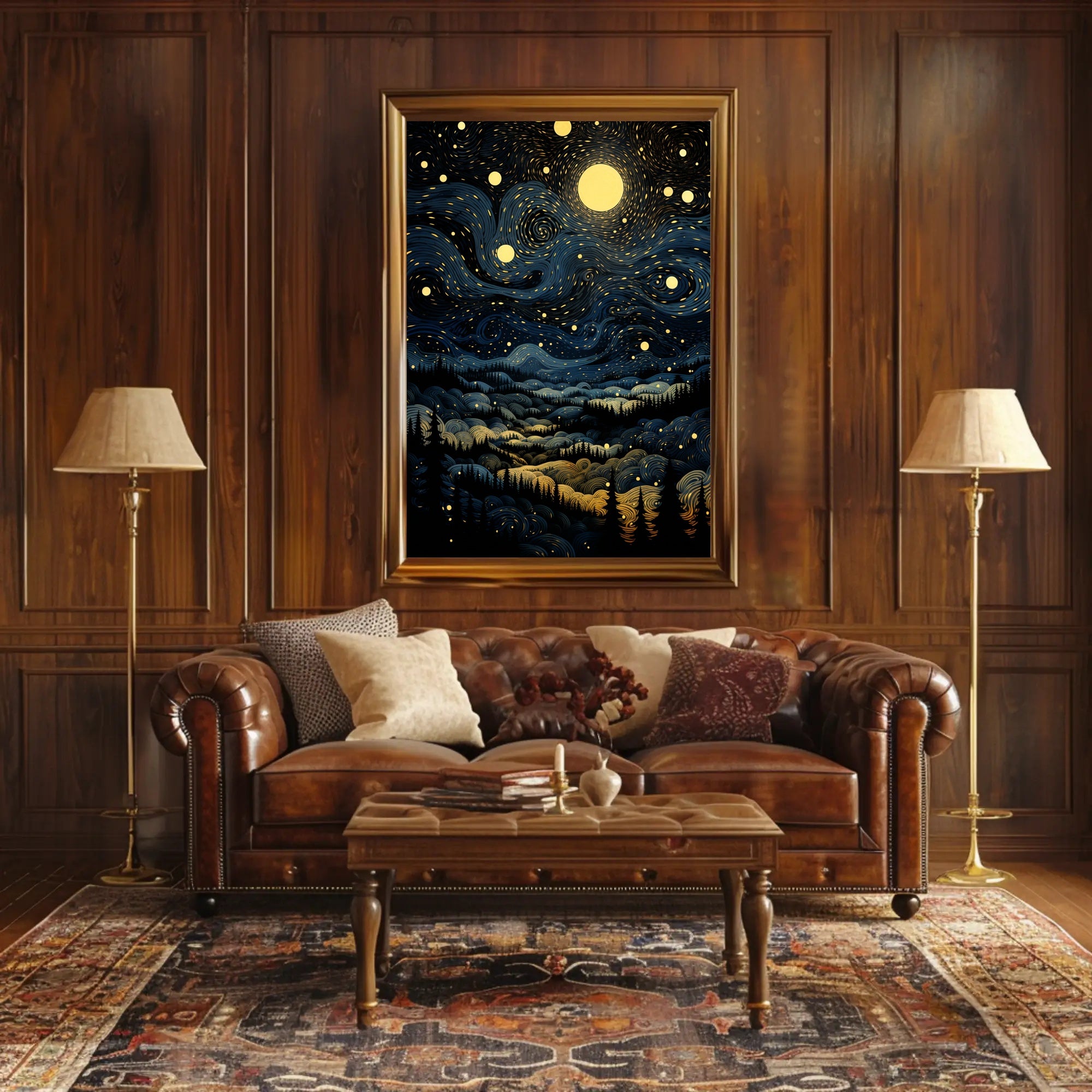 Starry Night Landscape Poster PosterGoat