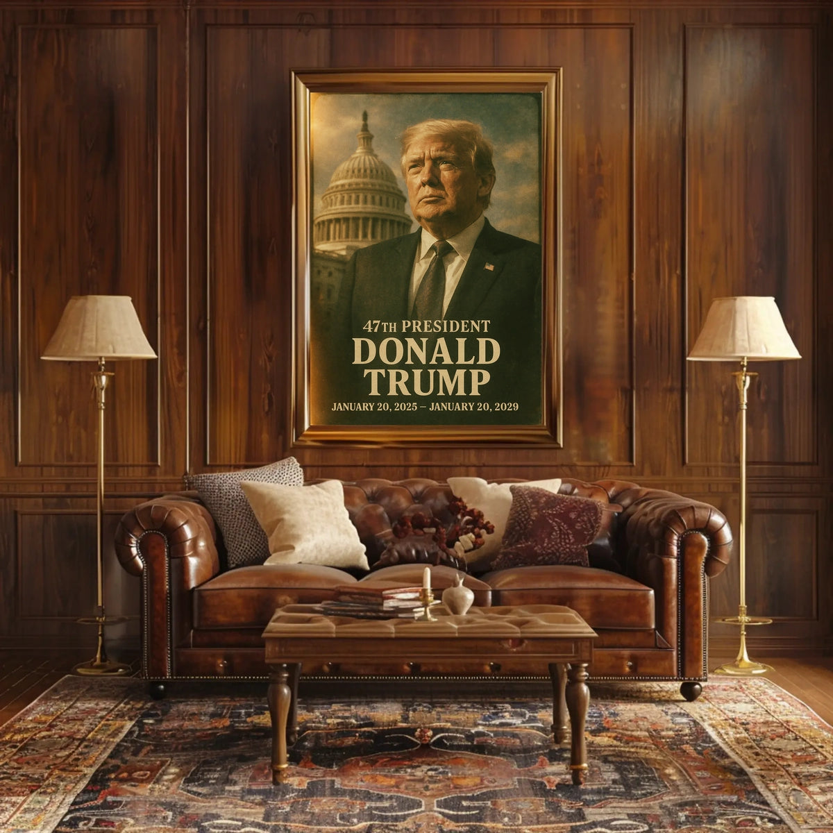 Donald Trump Visionary Amidst Historical Echoes Poster