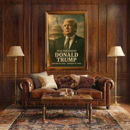Donald Trump Visionary Amidst Historical Echoes Poster