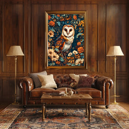 Enchanted Owl In Bloom William Morris Art Poster