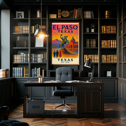 El Paso Texas Sunset Equestrian Monument Poster
