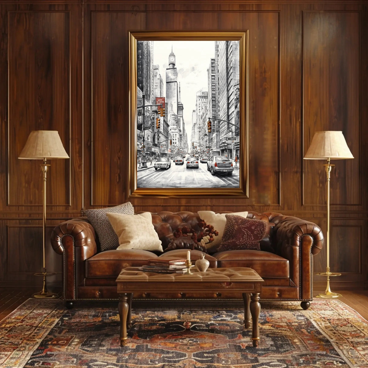 Bustling City Scene with Iconic New York Charm: Travel Poster