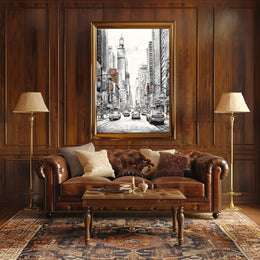 Bustling City Scene with Iconic New York Charm: Travel Poster