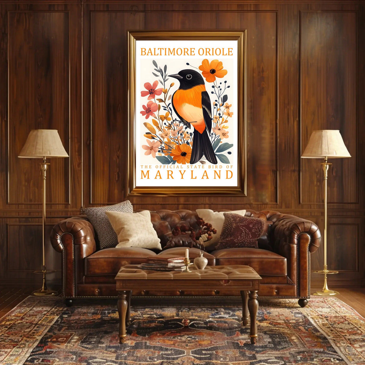 Baltimore Oriole Maryland State Bird Art Poster