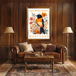 Baltimore Oriole Maryland State Bird Art Poster