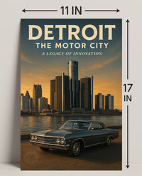 Detroit The Motor City Vintage Poster Print PosterGoat