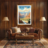 Zion National Park Vintage Travel Poster Print