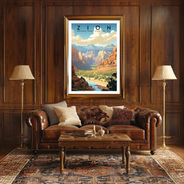 Zion National Park Vintage Travel Poster Print