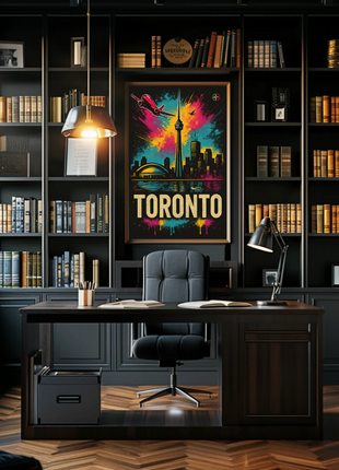 Vibrant Toronto Travel Poster with Iconic City Landmarks