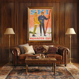 Skiing Adventure in Washington State Vintage Sports Poster PosterGoat
