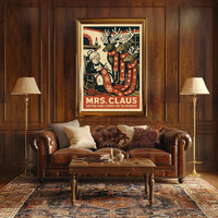 Mrs. Claus Knitting Scarves Poster