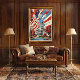 Vintage Pennsylvania State Capitol Travel Poster