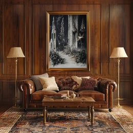 Surreal Dreamscape with Ruins and Flora Fantasy or Mythology Poster PosterGoat