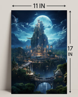 Enchanted Moonlit City Poster