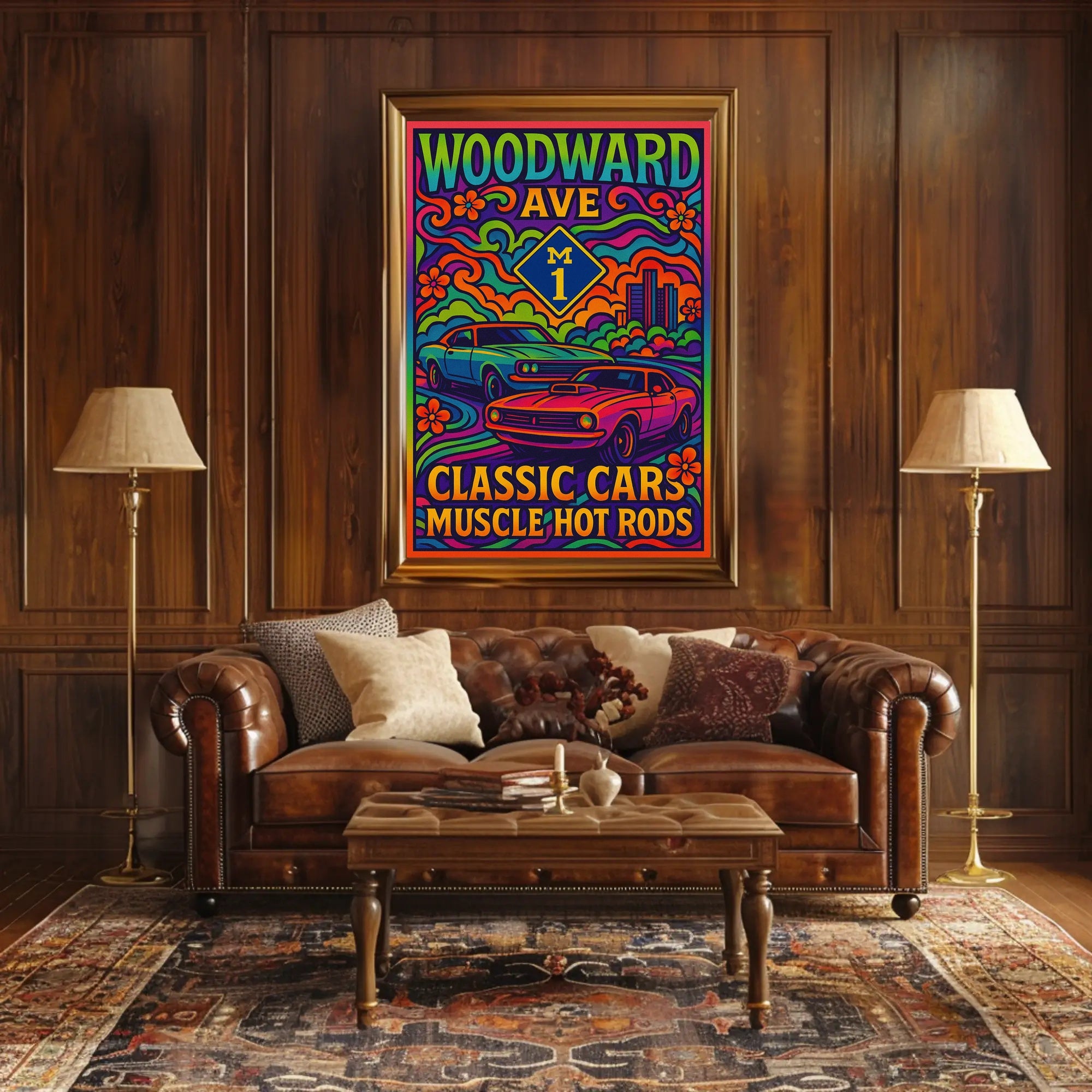 Woodward Ave Muscle Car Poster