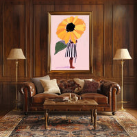 Whimsical Sunflower Child Poster Art Print