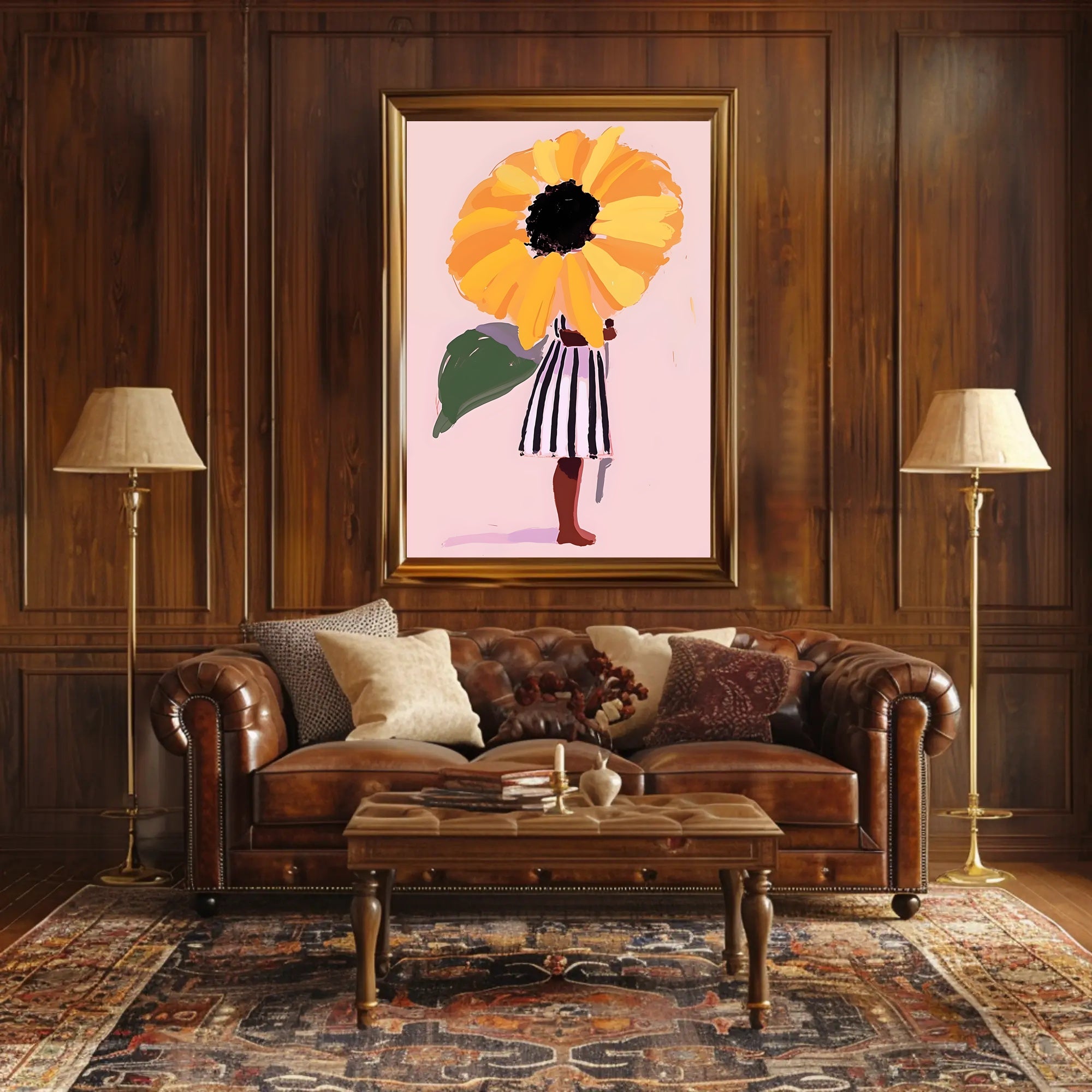 Whimsical Sunflower Child Poster Art Print