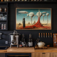 Mysterious Alien Desert Scene Futuristic Sci-Fi Poster