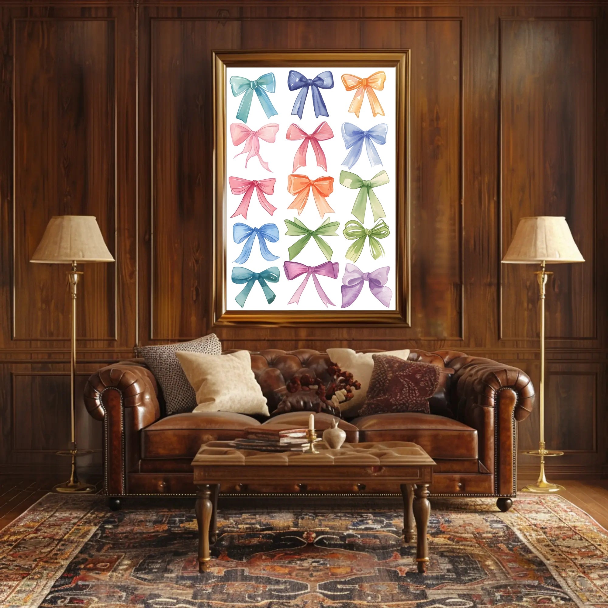 Watercolor Bow Collection Art Poster PosterGoat