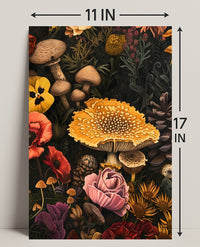 Botanical Mushroom Illustration Educational or Infographic Poster