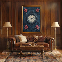 Ornate Vintage Clock and Roses Wall Art Artistic Poster