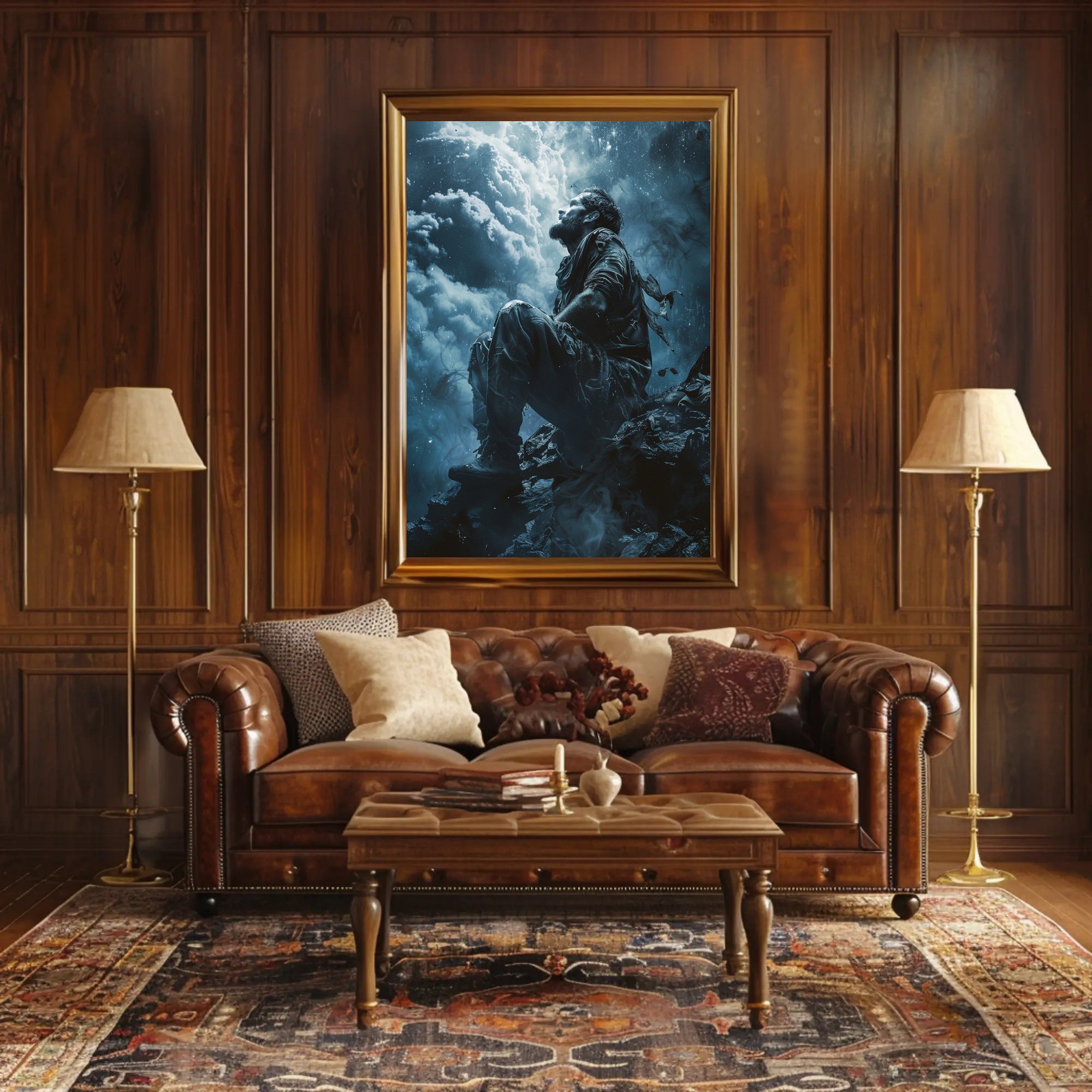 Haunting Horror Poster: Skeletal Figure with Red Eyes PosterGoat