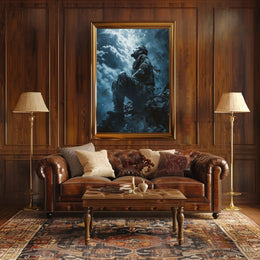 Haunting Horror Poster: Skeletal Figure with Red Eyes PosterGoat