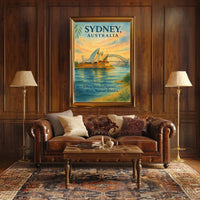 Sydney's Iconic Landmarks Vintage Travel Poster