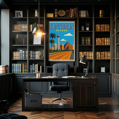 Bright Day Las Vegas Nevada Retro Skyline Poster