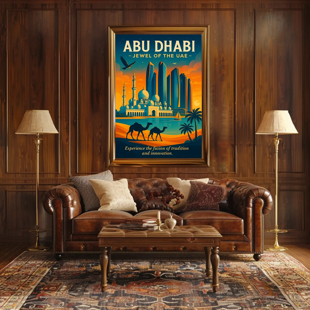 Abu Dhabi Skyline A Vibrant City Fusion Travel Poster