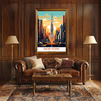 Empire State Building Retro New York Cityscape Urban Poster
