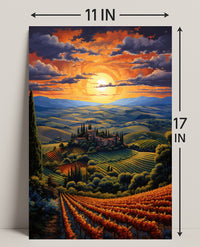 Sunset Over Tuscan Hills Poster