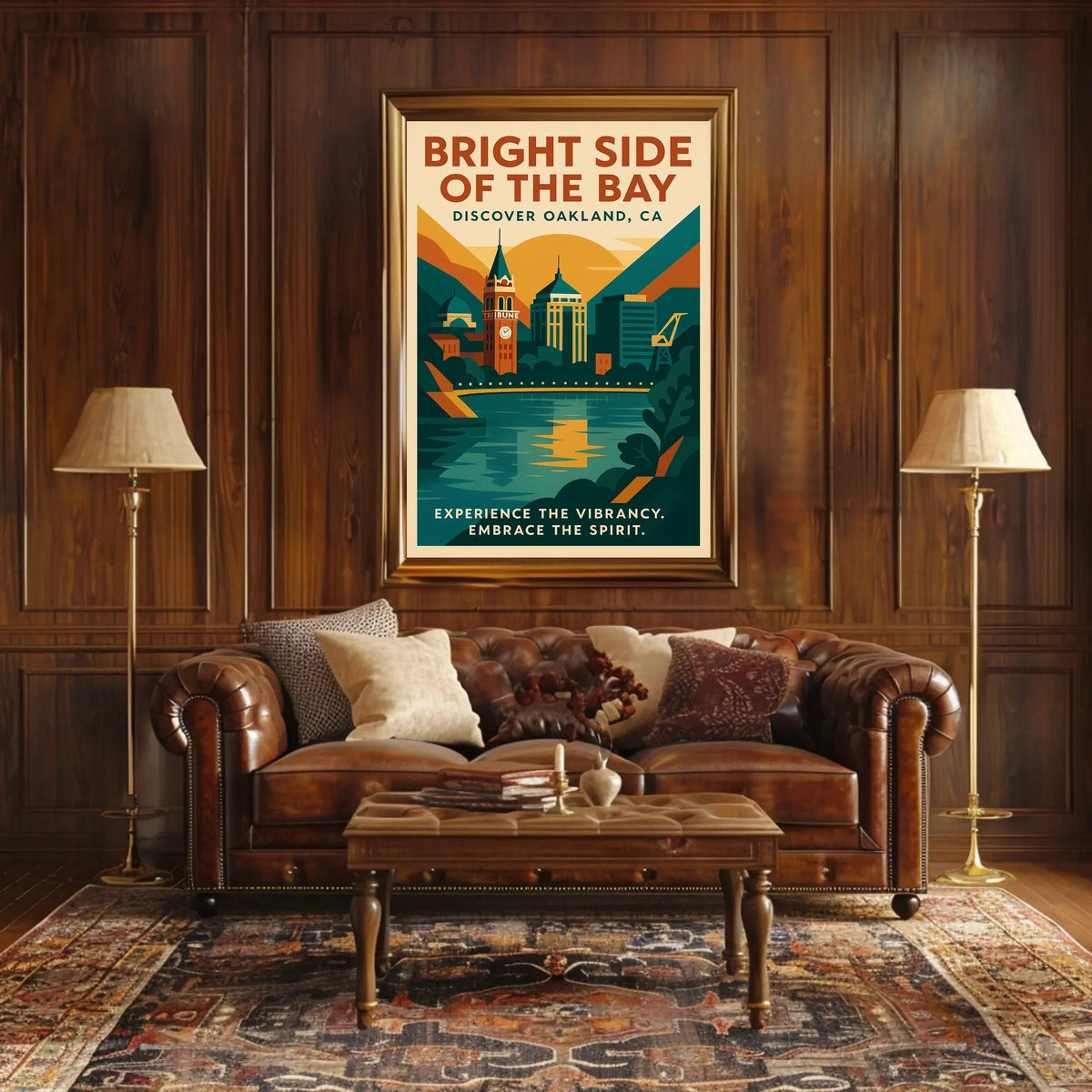 Oakland Cityscape Vintage Travel Poster Art Print