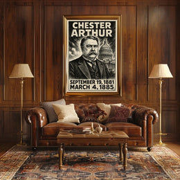 Chester A. Arthur 21st President of the United States B & W Comic Sketch Poster
