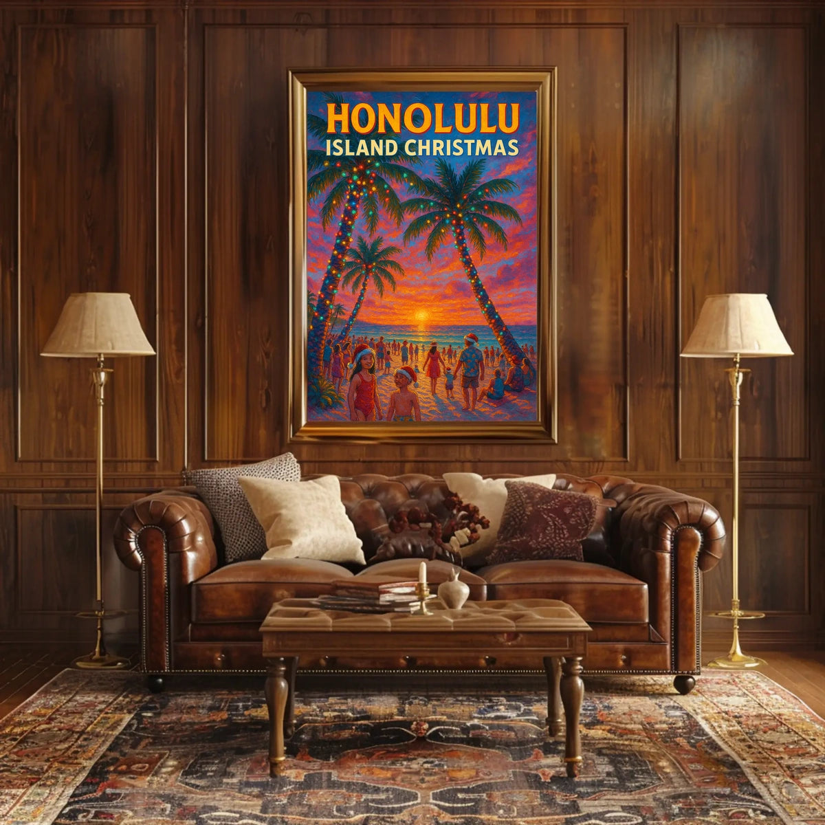 Honolulu Island Christmas Poster