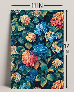 Vibrant Hydrangea Blossom: Ultra-Realistic Artistic Poster