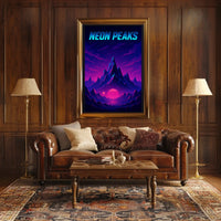 NEON Peaks: Retro-Futuristic Artistry Sci-Fi Poster