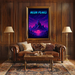 NEON Peaks: Retro-Futuristic Artistry Sci-Fi Poster