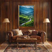 Terraced Rice Fields Nature Art Poster