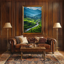 Terraced Rice Fields Nature Art Poster