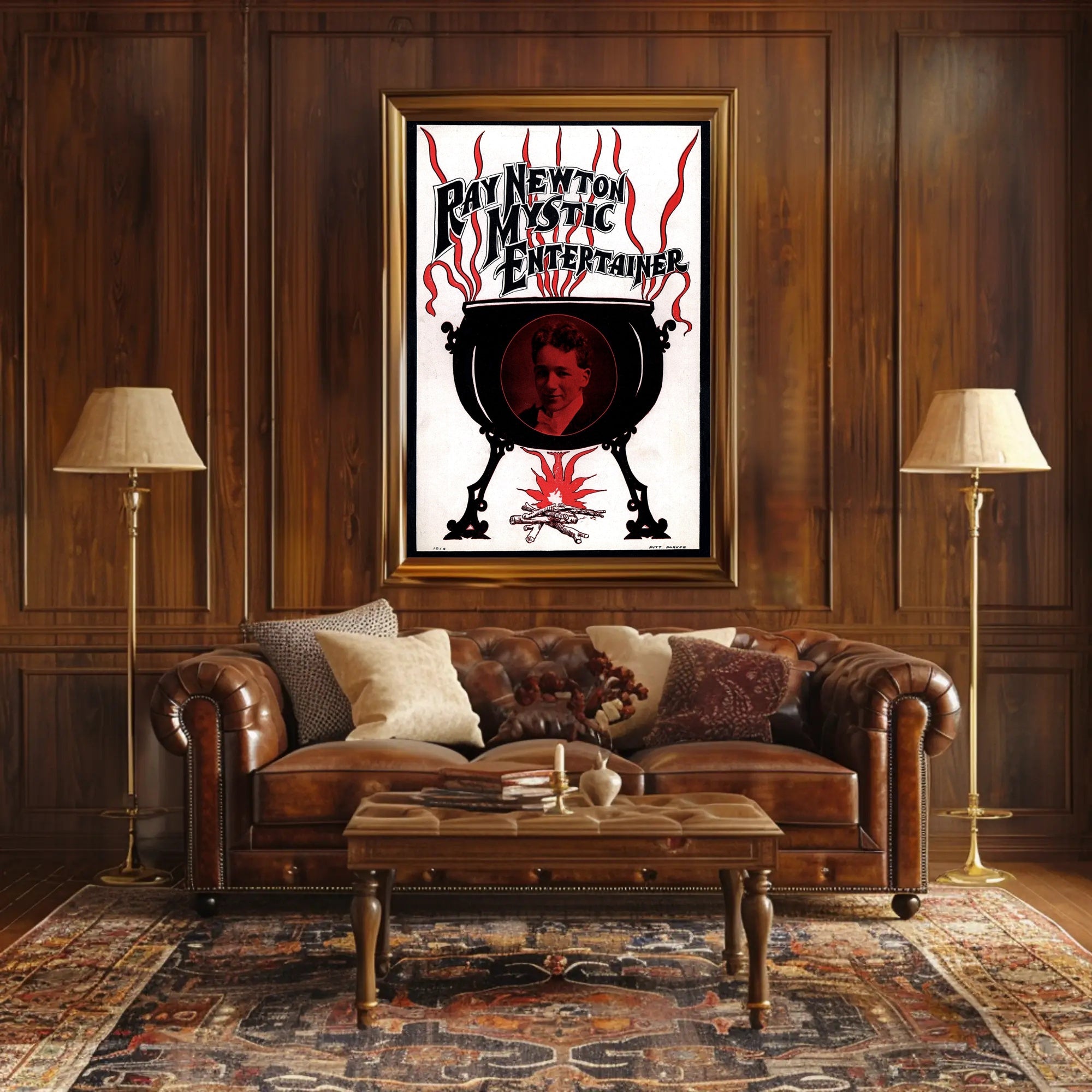 Ray Newton Mystic Entertainer Vintage Art Nouveau Poster