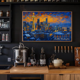 Seattle Skyline at Dusk Poster