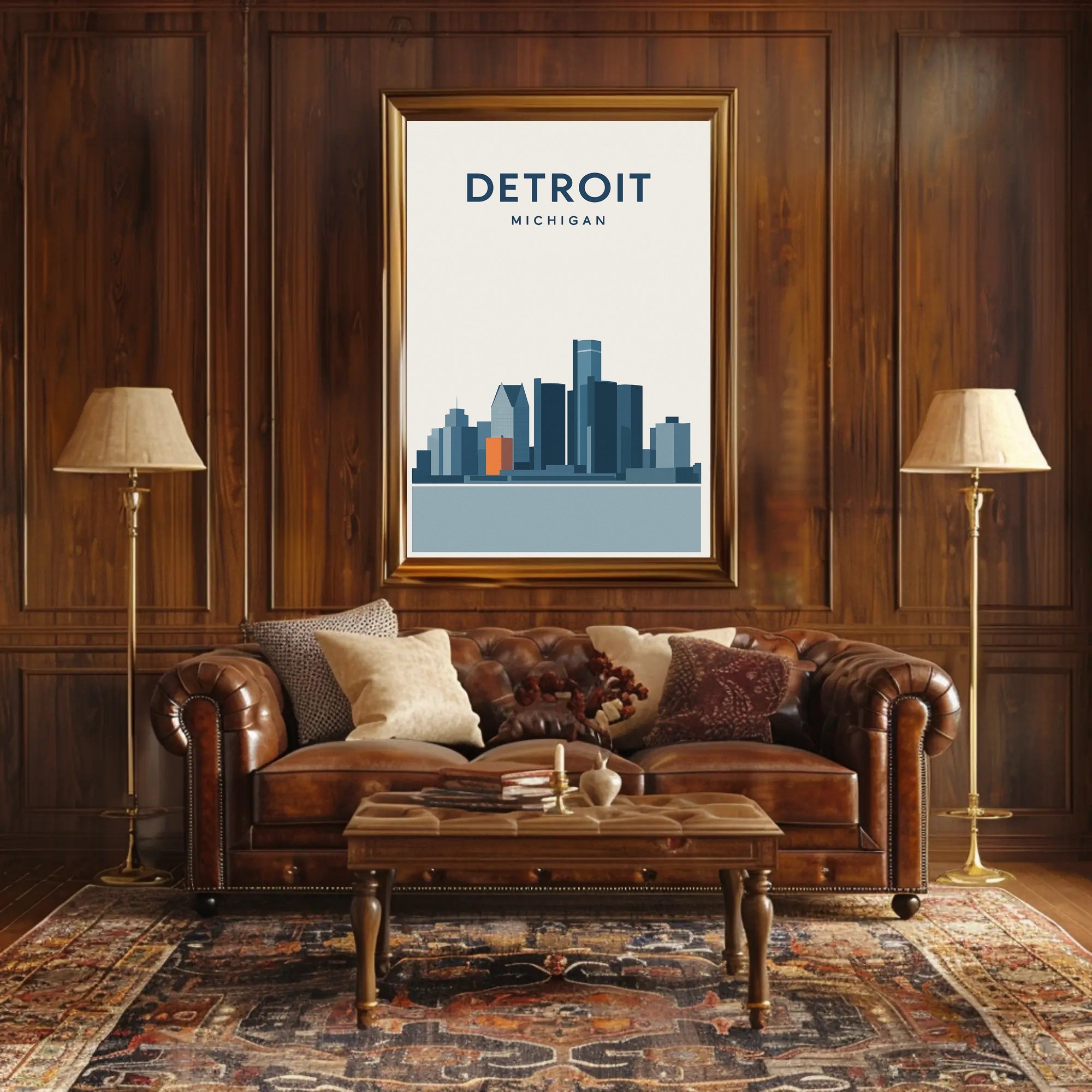 Detroit Skyline Poster PosterGoat