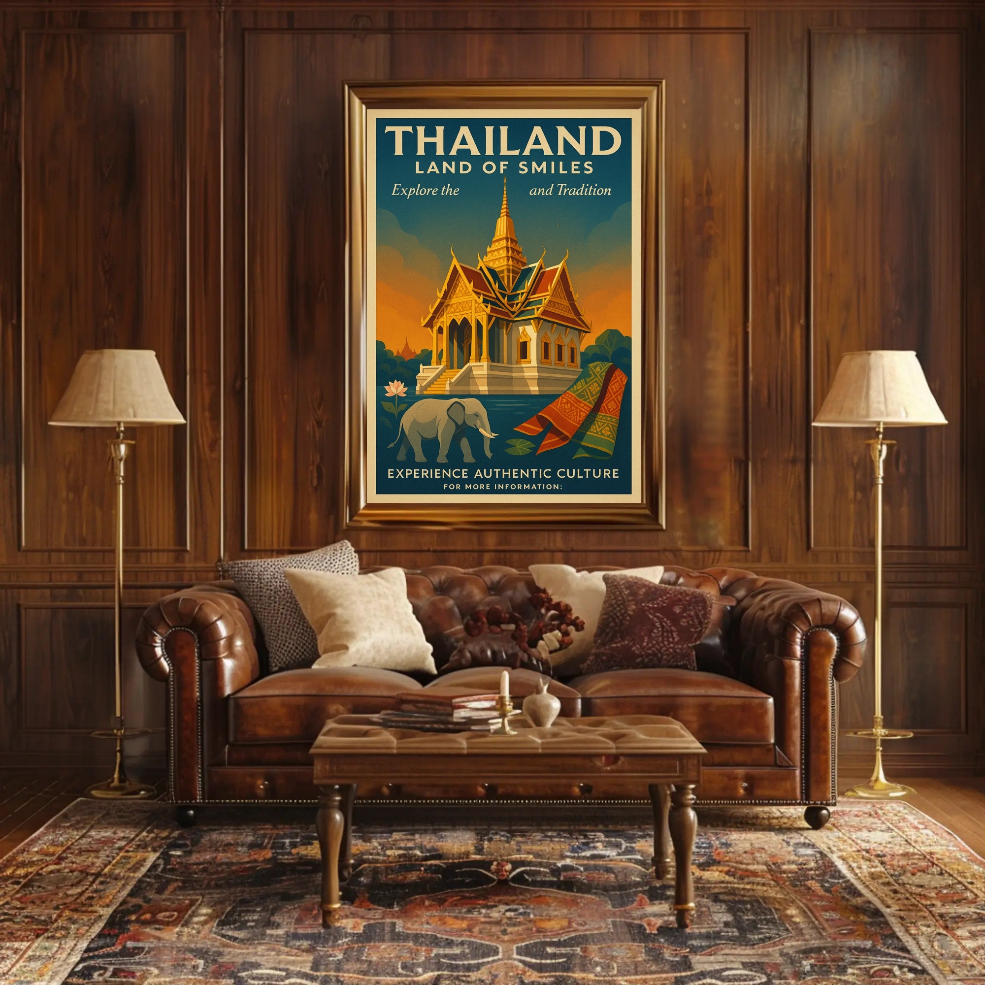 Thailand Vintage Travel Poster for Cultural Heritage Enthusiasts