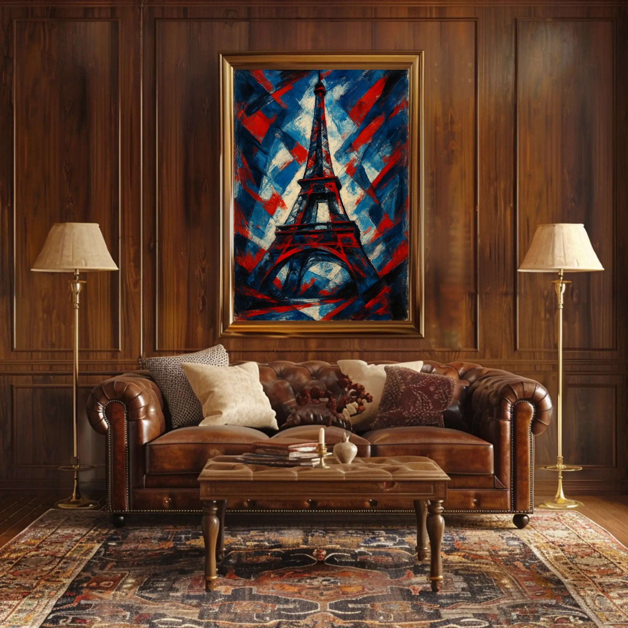 Eiffel Tower Abstract in Vibrant Patriotic Poster