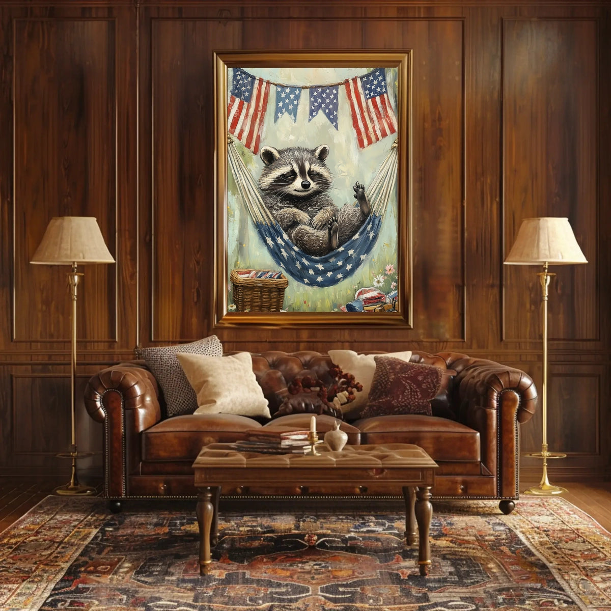 raccoon lounging in a hammock Poster