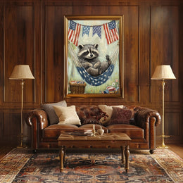 raccoon lounging in a hammock Poster