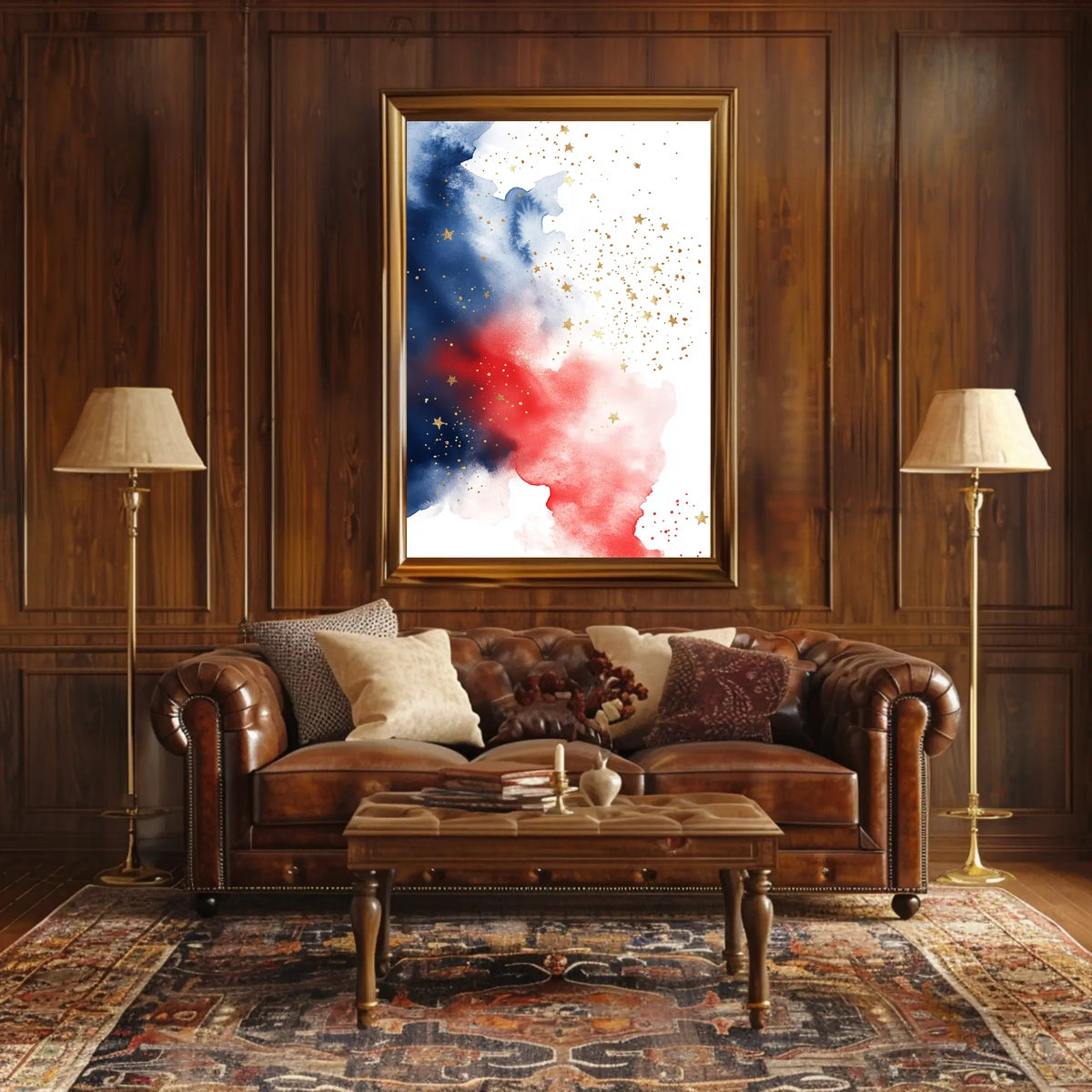 splash design in red white and blue tones Poster