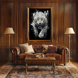 Fierce Roaring Leopard Dynamic Art Poster Print